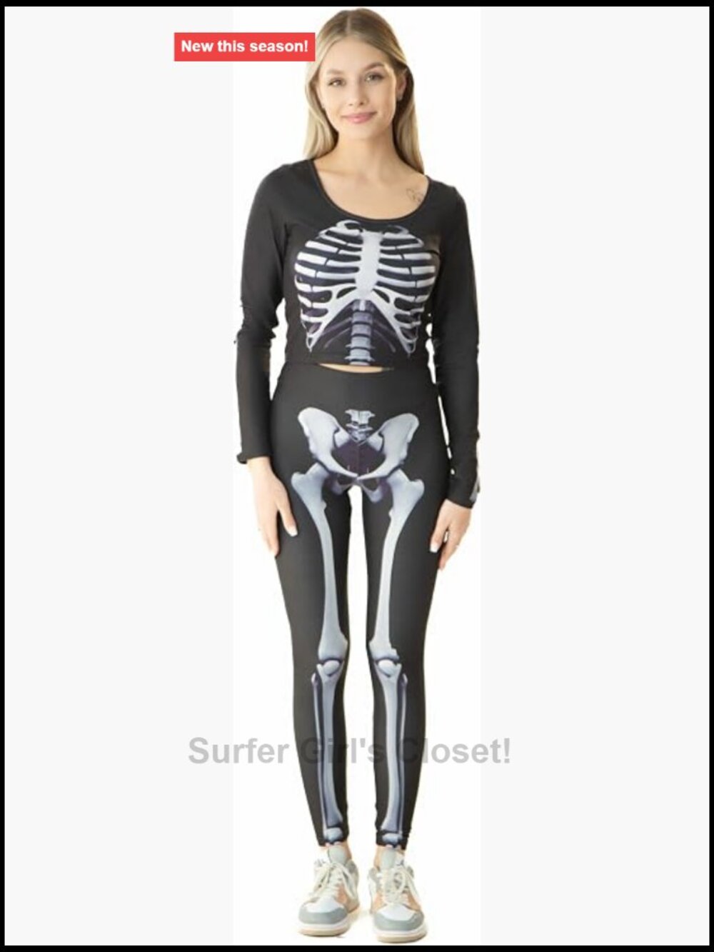 Skeleton Crop Top and Leggings Halloween Costume Set